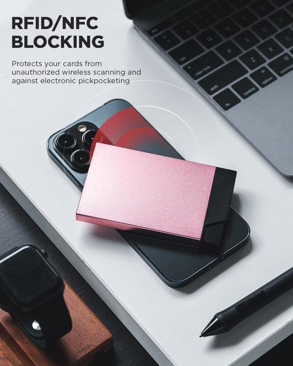 Produktbild Only-Bags.Store Kreditkartenetui Metall RFID/NFC Schutz Slim Case Karten Automatisches Pop Up Kartenetui