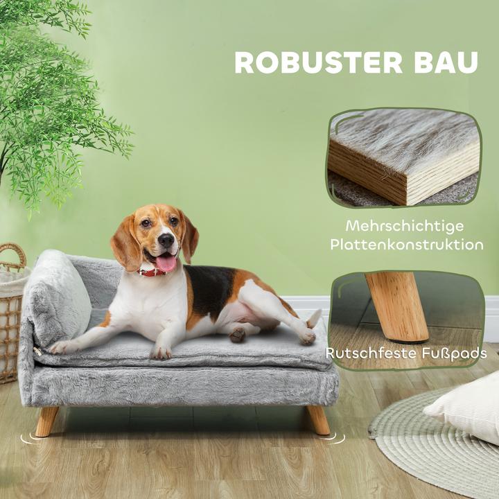 Produktbild PawHut Hundesofa Polyester, Schaumstoff Hellgrau (Hund)