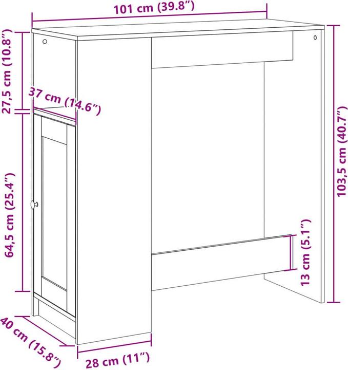 Image du produit VidaXL Table de bar avec étagère en chêne