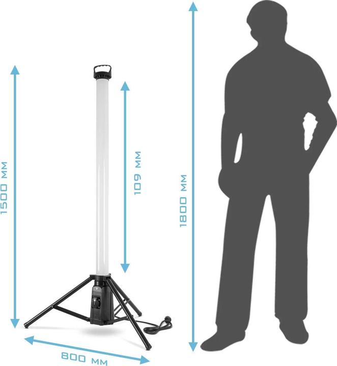 Produktbild Stahlwerk LED-Baustrahler 100 Watt 360° Akku-Arbeitsleuchte 7500 lm LED-Tower mit Stativ (7500 lm)
