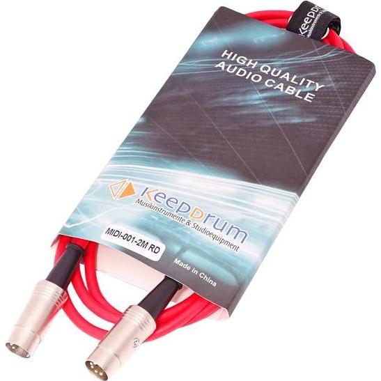 Thumbnail - keepdrum, Kabelbinder, MIDI-001 Midi-Kabel 2m Rot (2000 mm, 1 Stk.)
