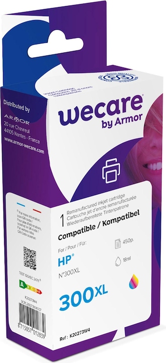 Actual product image Wecare Ink 300XL rebuilt colour CC644EE for HP DeskJet D2560 18ml (M, C, Y)