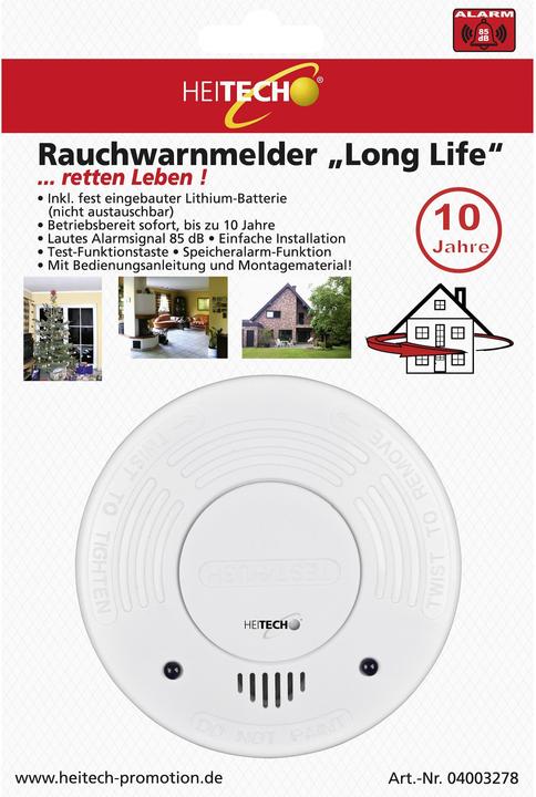 Produktbild Heitech Rauchmelder Long life inkl. Lithium Batterie 85dB