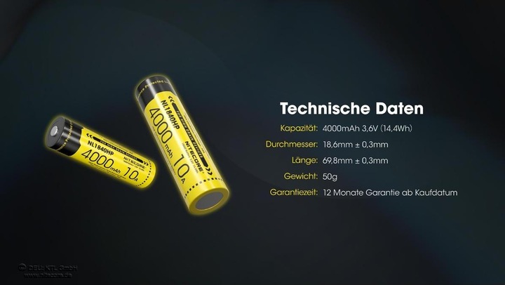 Immagine prodotto Nitecore NL1840HP (1 pz., 18650, 4000 mAh)