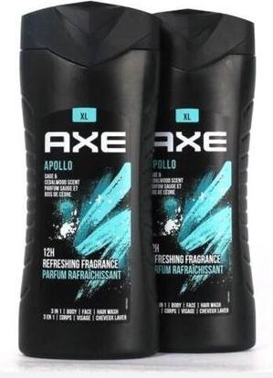 Immagine prodotto AXE XL Apollo Sage & Cedarwood Profumo 3-in-1 Body Face Hair Wash 13.5 oz - Pack of 2 (13.50 ml)