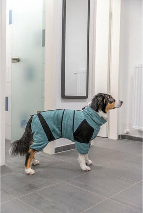 Actual product image Trixie Badjas / Huisoverall Badstof Petrol - 46 Cm (M, Dog bathrobe, Dog overalls)