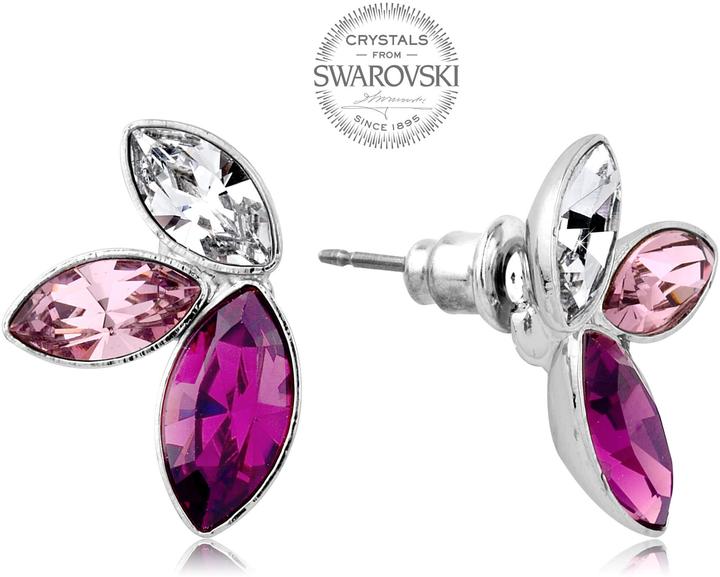 Image du produit Levien Boucles d'oreilles avec trois cristaux en nuances de violet Navette (L)