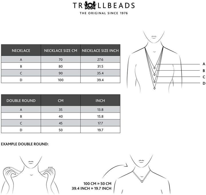 Actual product image Trollbeads Women's Necklace Without Pendant or Clasp, Replaceable Hanger Loop (950 silver, Sterling Silver)