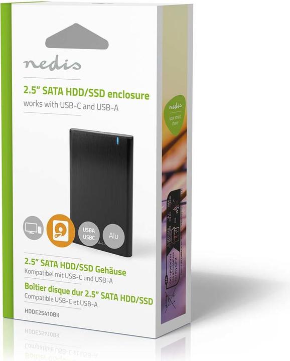 Produktbild Nedis Festplattengehäuse 2.5 " | USB 3.2 Gen1 | USB Type-A / USB Type-C™ | Notebook / PC | Aluminium (2.5")