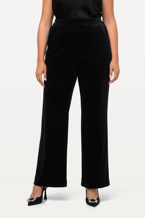 Immagine prodotto Ulla Popken Pantaloni eleganti in velluto con taglio della gamba svasato e cintura comoda (54, 56)