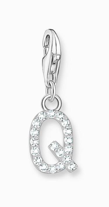 Produktbild Thomas Sabo Charm-Anhänger Buchstabe Q mit Weissen Steinen Silber (925er Silber)