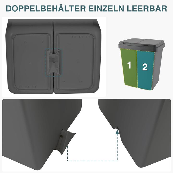 Image du produit Ribelli Poubelle Duo, anthracite (50 l)