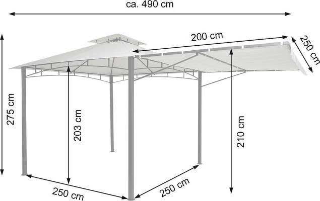Actual product image Mendler Pergola, garden gazebo, steel movable side wall 2,5x2,5m - cream-beige (490 cm, 250 cm)