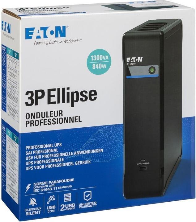 Produktbild Eaton 3P Ellipse 1300 USB FR Offline VFD-SY-313 gem. EN 62040 (1.30 VA, 840 W, Standby USV)
