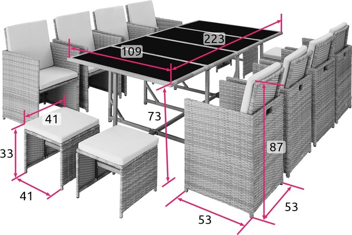 Actual product image tectake Rattan garden furniture set Palma 8+4+1 with protective cover