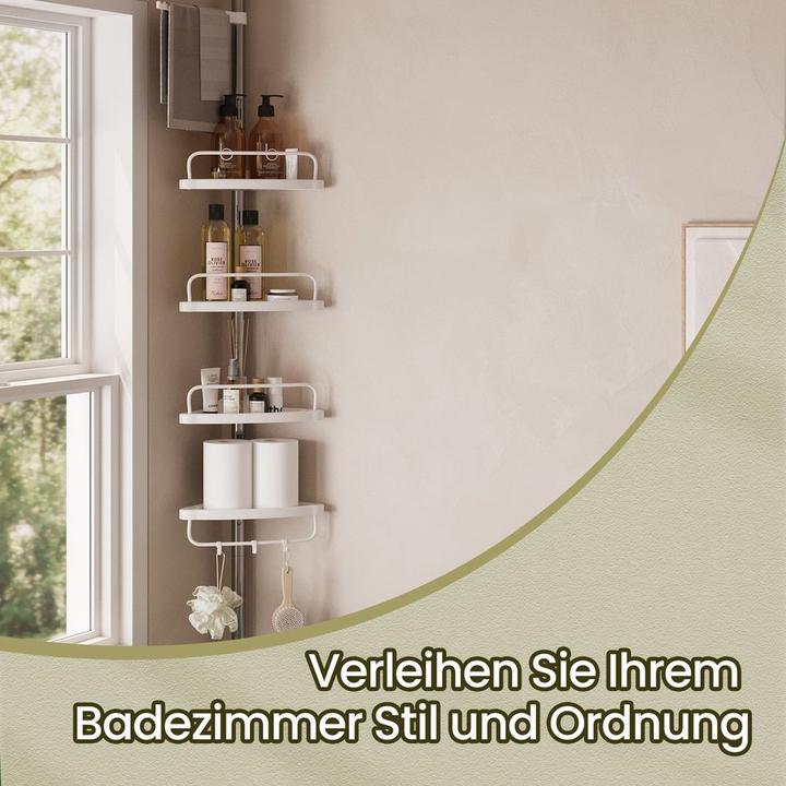 Actual product image Songmics Telescopic shower shelf BCB02SW white 25.0 x 35.0 x 85.0 - 300.5 cm