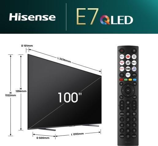 Actual product image Hisense TV 100E7NQ PRO Fernseher 2 54 m (100 ) 4K Ultra HD Smart-TV WLAN Schwarz 500 cd/m2 (100", QLED, 4K)