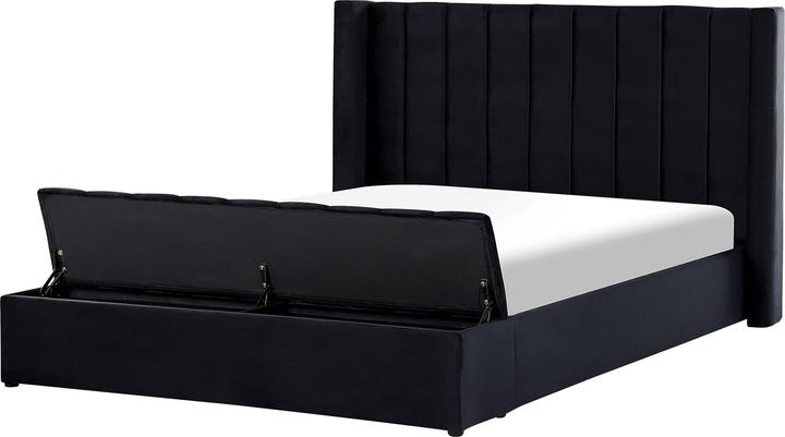 Actual product image Beliani Upholstered bed in black velvet fabric with storage space 180 x 200 cm NOYERS (180 x 200 cm)