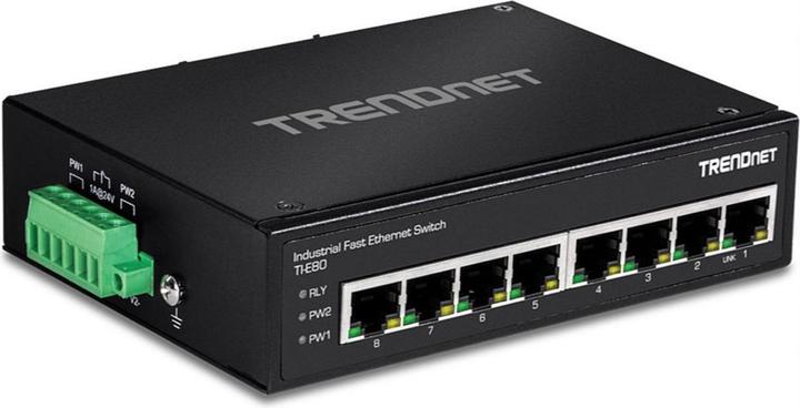 Actual product image Trendnet Industrial Switch 8 Port Fast Ethernet L2 DIN-Rail (8 ports)