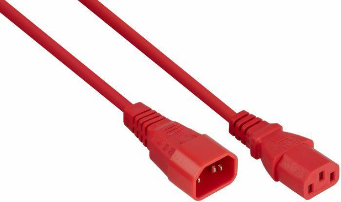 Kabelmeister IEC apparaatverlenging IEC apparaatstekker C14 naar IEC apparaatcontactdoos C13, rood, 0,75mm² (2 m)