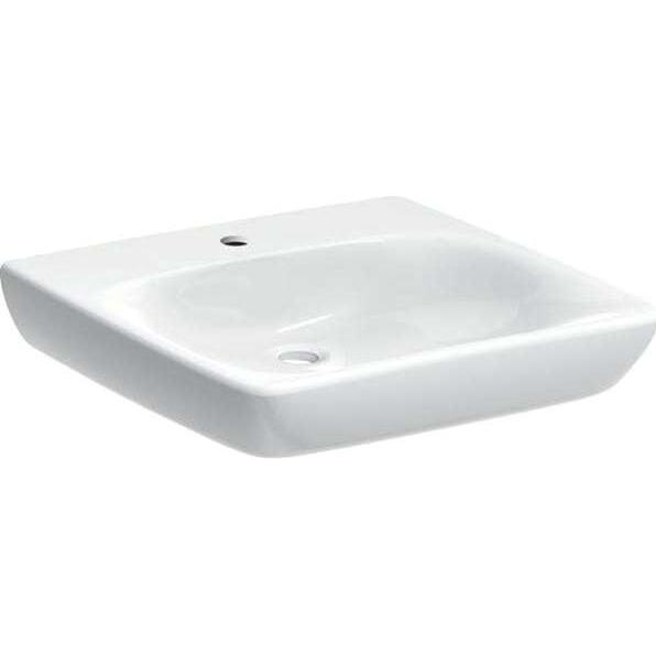 Geberit, Waschbecken, Renova Nr. 1 Comfort Waschtisch, unterfahrbar, 550x550mm, mit Hahnloch, ohne Überlauf, weis (550 m...