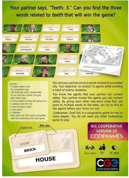 Produktbild Czech games edition CGED0047 - Codenames Duett XXL - Karten-/ Quizspiel, 2 Spieler, ab 11 Jahren (DE-Ausgabe) (Deutsch, 2 - 8 Spieler)