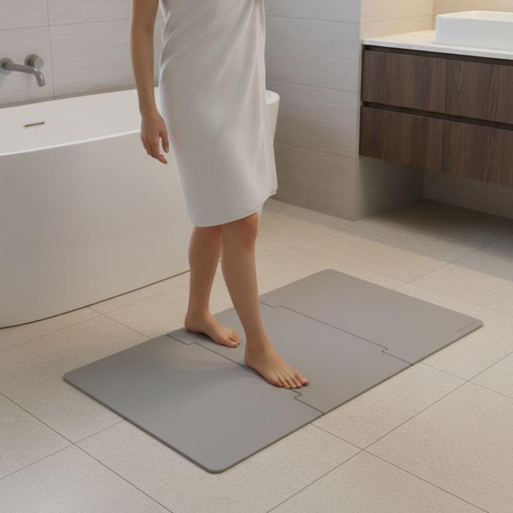 Produktbild Moonstone Badematte Modula hellgrau aus Kieselgur (60 x 105 cm)