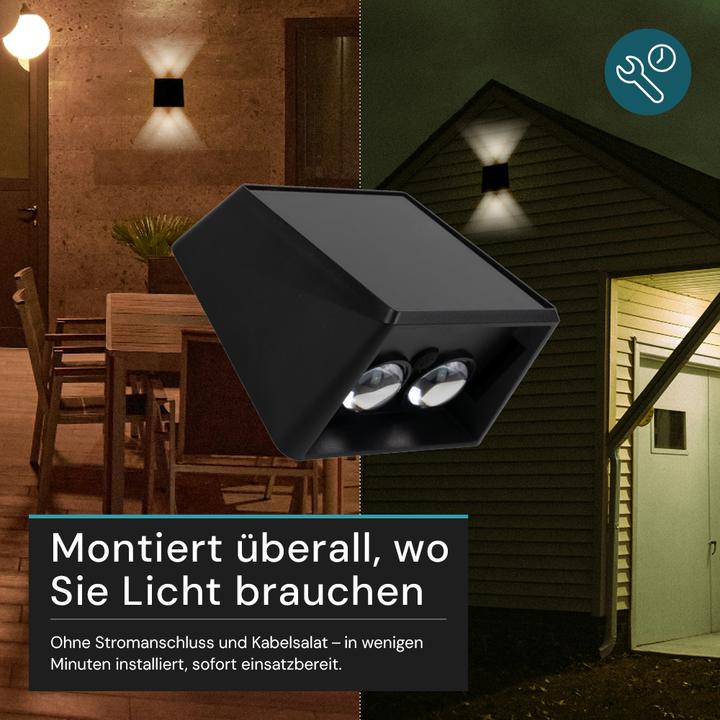Produktbild Luxula Solar Wandleuchte Up/Down, 2-flg, CCT, IP54 (30 lm, IP54)