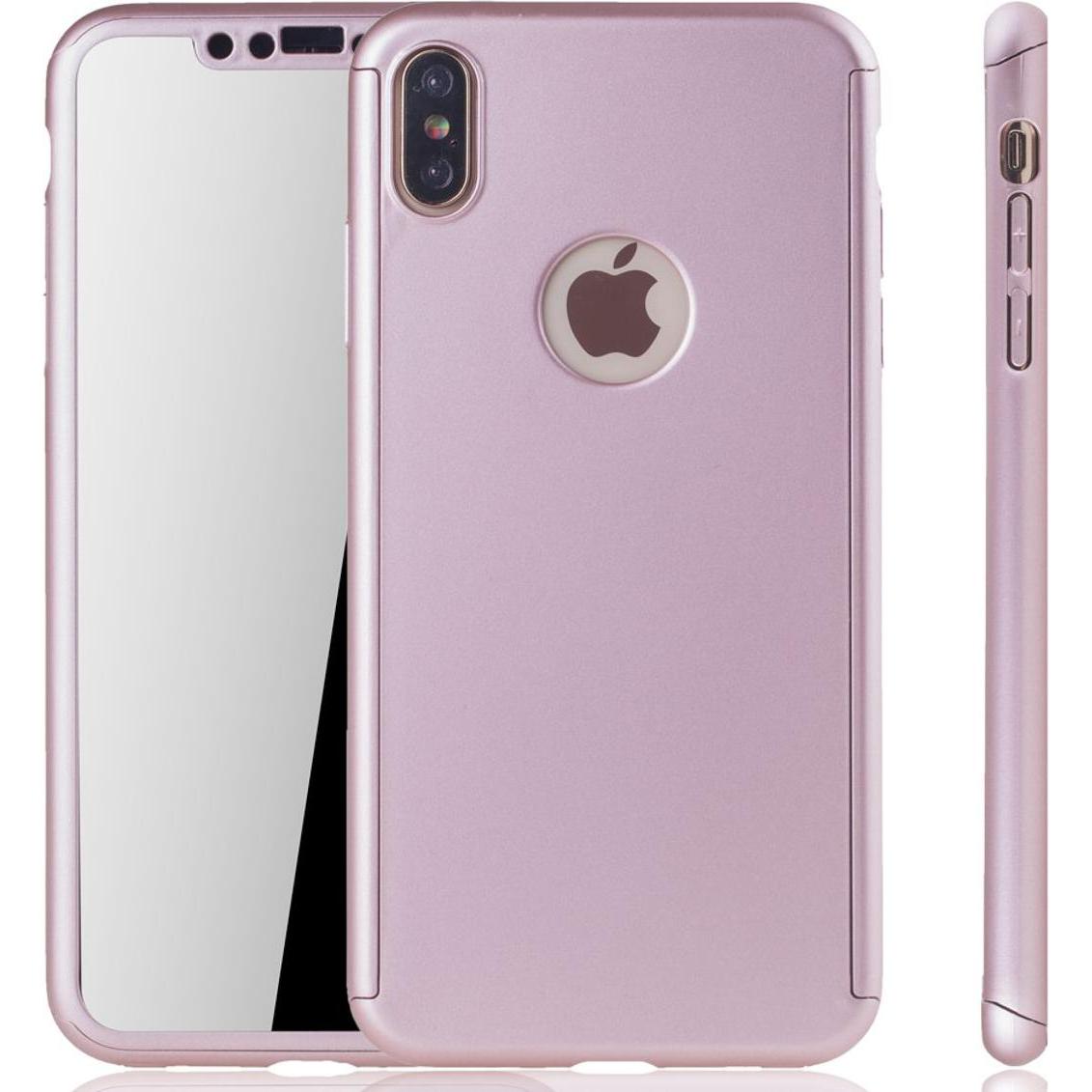 König Design Hülle Handy Schutz für Apple iPhone XS Max Full Case Cover Displayschutz Rosa (Apple iPhone XS Max), Smartp...