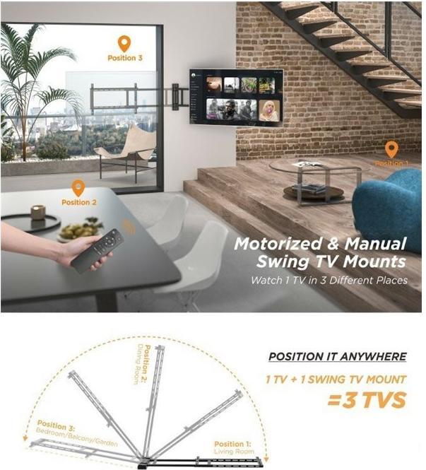 Image du produit equip 152.4cm 60inch-254cm 100inch Support mural fixe et incurvé pour TV (Mur, 100", 100 kg)