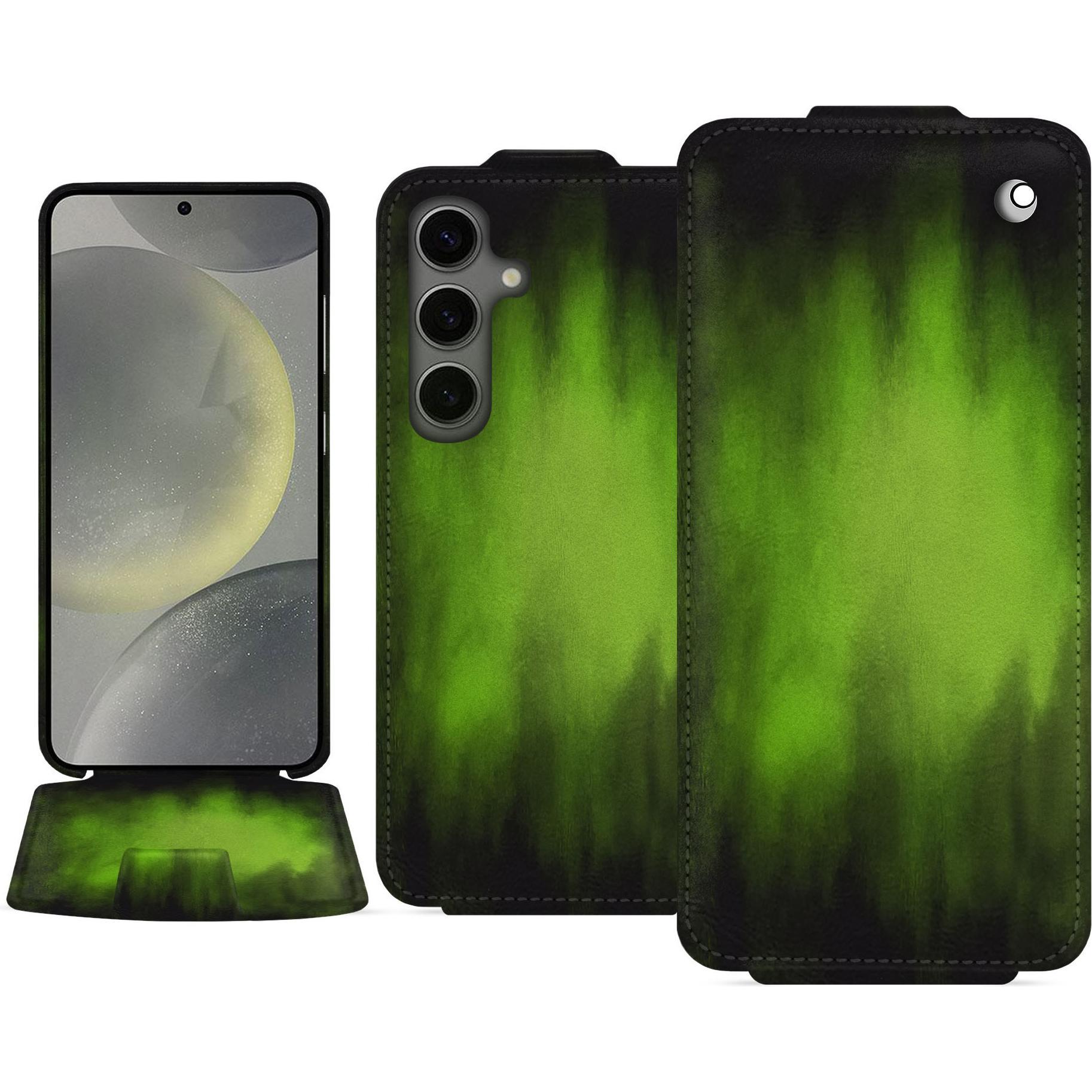 Thumbnail - Noreve Lederschutzhülle vertikal (Samsung Galaxy S24), Smartphone Hülle, Grün