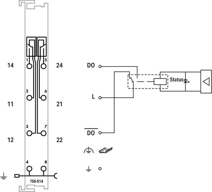 Image du produit Wago Module d'E/S numériques AC série 750 125V 750-514 (Socle de relais)