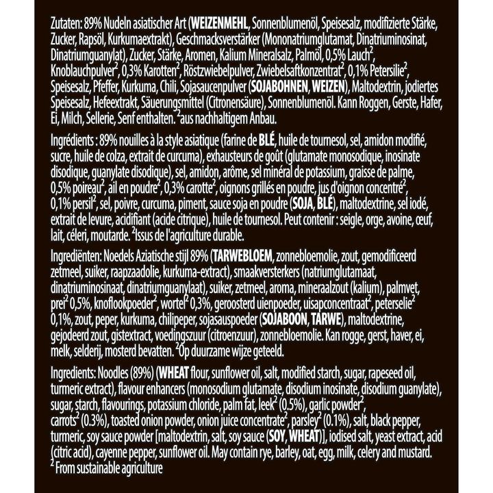 Valeurs nutritives et ingrédients Knorr Asia Noodles Chicken sachet, Nouilles asiatiques au poulet & aux légumes, prêtes en 3 minutes (70 g)