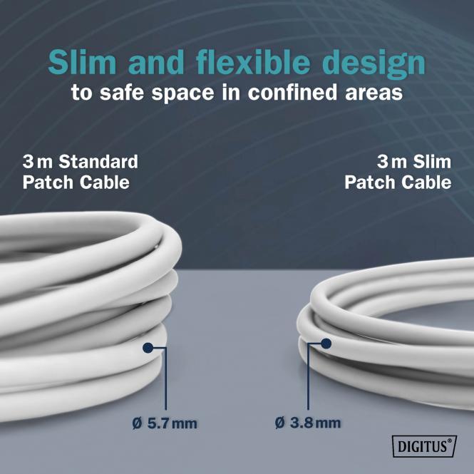 Produktbild Digitus CAT 6A F-FTP Slim Patchkabel, Kupfer, LSZH AWG 32/7, Länge 7 m, Grau (CAT6a, 7 m)