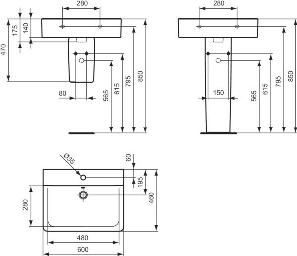 Immagine prodotto Ideal Standard Lavabo Connect Cube 60 cm bianco E714101 (460 mm, 600 mm)