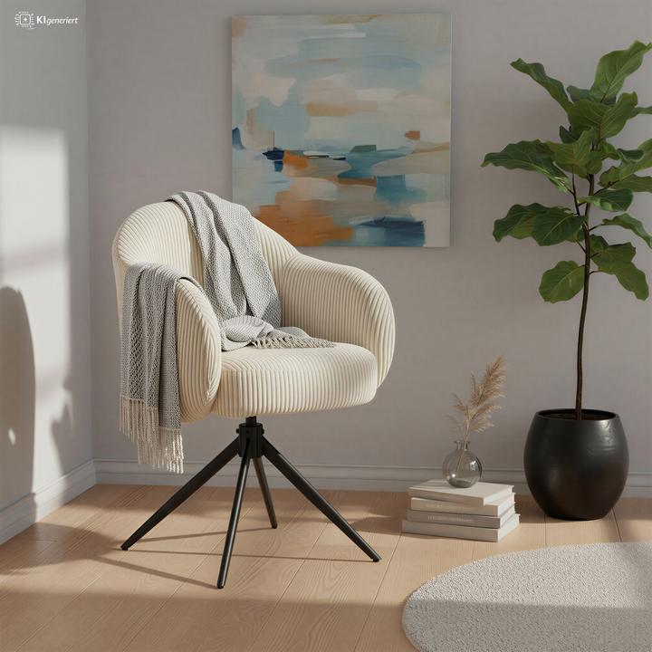 Image du produit SIT Möbel Fauteuil aspect velours côtelé beige avec