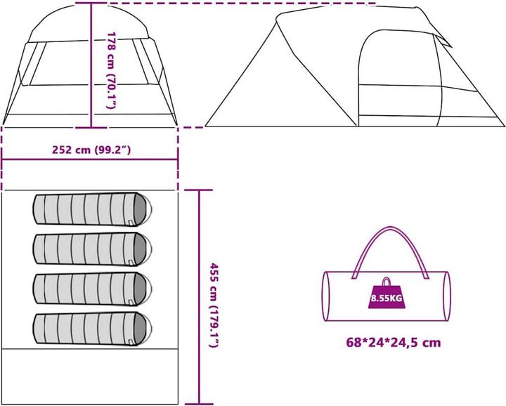 Produktbild vidaXL Campingzelt (Kuppelzelt, 8.40 kg, 4 Personen)