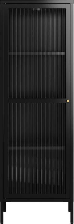 Produktbild En.Casa Vitrinenschrank Säkylä Stahl 150x50x35 cm Schwarz (150 x 50 x 35 cm)