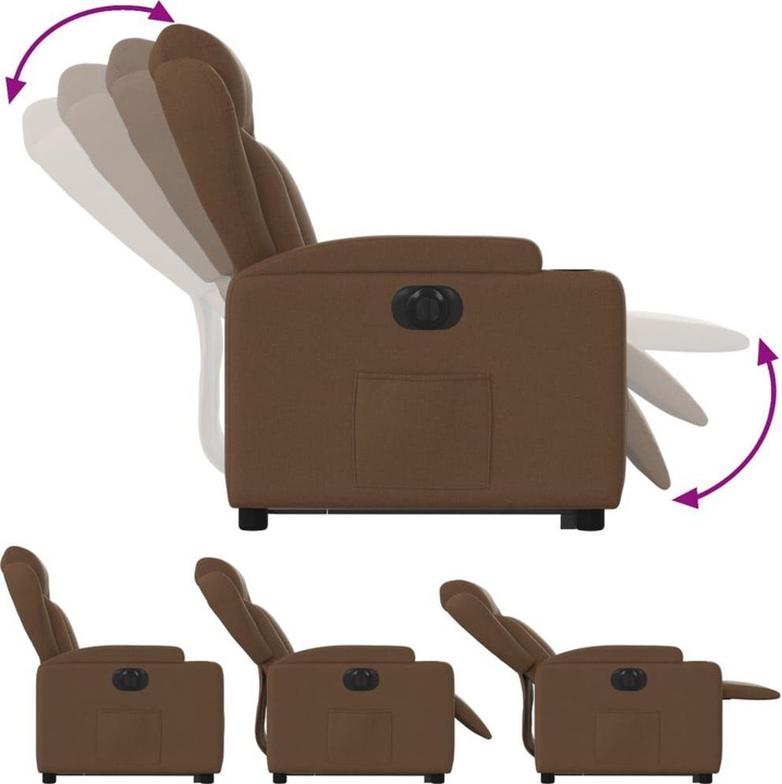 Immagine prodotto VidaXL Poltrona relax con ausilio per l'alzata Poltrona elettrica per la TV Poltrona in tessuto marrone