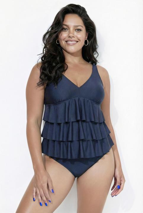 Immagine prodotto Ulla Popken Tankini con coppe morbide, volant e materiale riciclato (44)