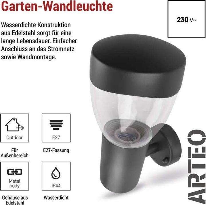 Image du produit Emos LED GARDEN LIGHT,E27,IP44,MAX 15W,WALL MOUNTED (E27, IP44)