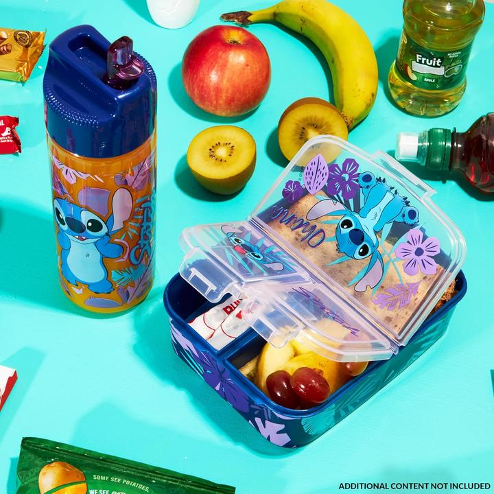 Actual product image Disney Stitch Kinder Lunchbox mit Fächern und Wasserflasche
