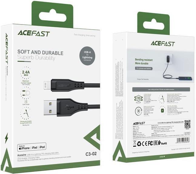 Actual product image Acefast USB A  — Lightning (1.20 m, USB 2.0, 18 W)