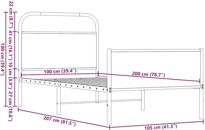 Produktbild vidaXL Bettgestell (100 x 200 cm)