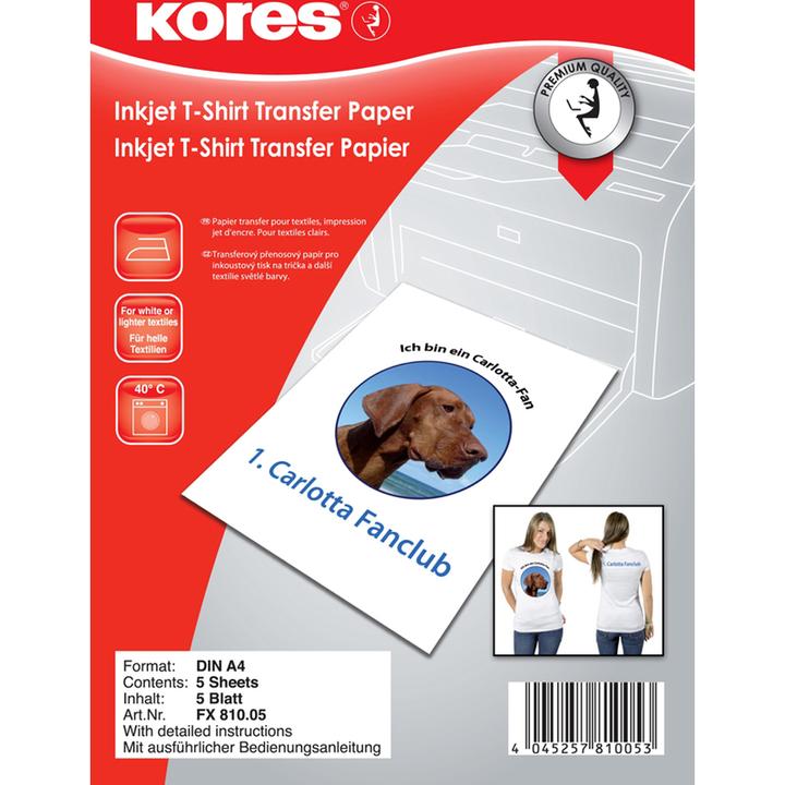 Actual product image Kores Inkjet T-shirt transfer paper