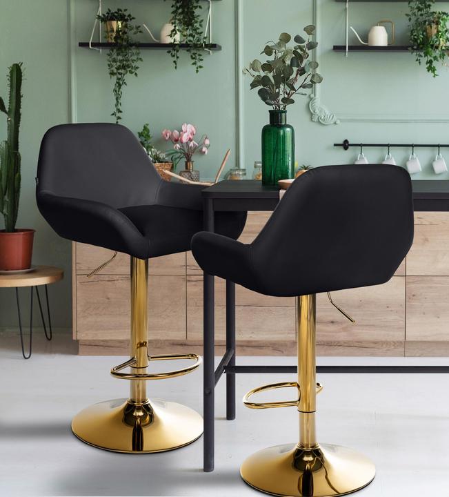 Actual product image CLP Set of 2 bar stools Braga cover with gold frame, height-adjustable