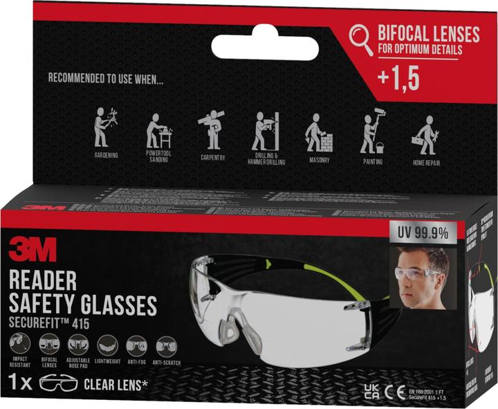 Actual product image 3M SecureFit Reader Safety Glasses, +1.5 diopter