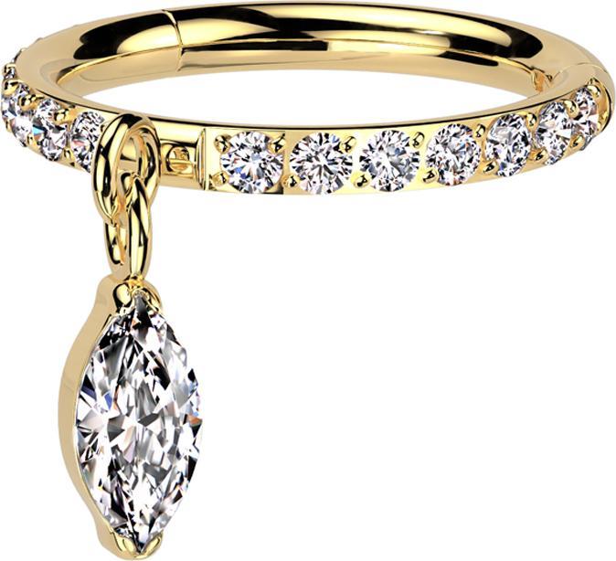Immagine prodotto Star Piercing Anello a micro segmenti con cerniera cristalli laterali placcati oro ciondolo in argento gocce di (senza ottone, Titanio)