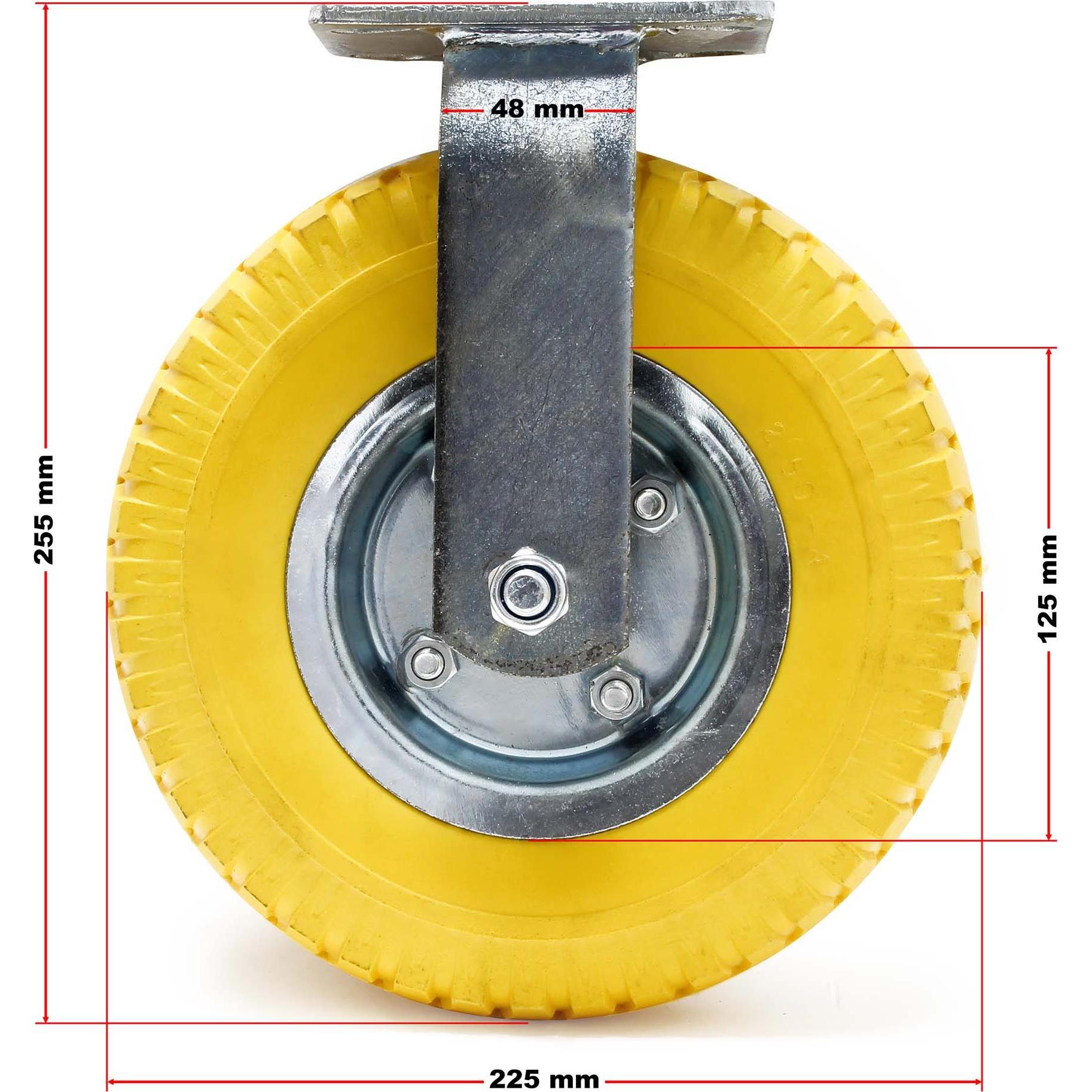 Thumbnail - Wiltec, Möbelrollen, Bockrolle 225x58mm Transportrolle pannensicher gelb Vollmaterial