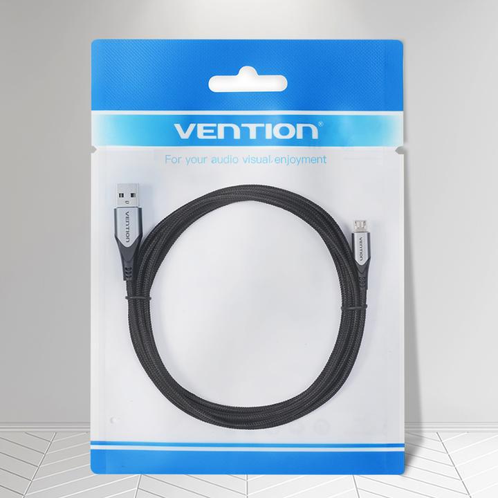 Actual product image Vention USB 2.0 Cable Type-A/ Micro USB Type-B, black/silver - 1m (1 m, USB 2.0, 60 W)